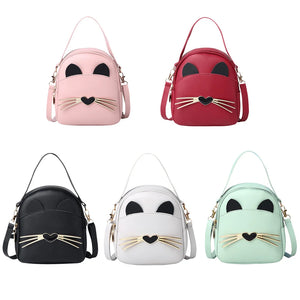 Cat Crossbody Messenger Bag Leather Purse Women Shoulder Backpack