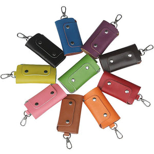 Big Capacity Key Wallets Buckle Style Pu Leather Solid Colors Keys Holders
