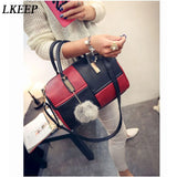 Boston Patchwork PU Leather Women Bag Shoulder Crossbody Messenger Bags Handbag