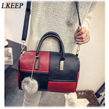 Boston Patchwork PU Leather Women Bag Shoulder Crossbody Messenger Bags Handbag