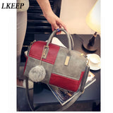 Boston Patchwork PU Leather Women Bag Shoulder Crossbody Messenger Bags Handbag
