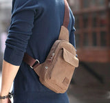 Canvas Men's Streetwear Sling Bag Solid Shoulder Messenger Bag