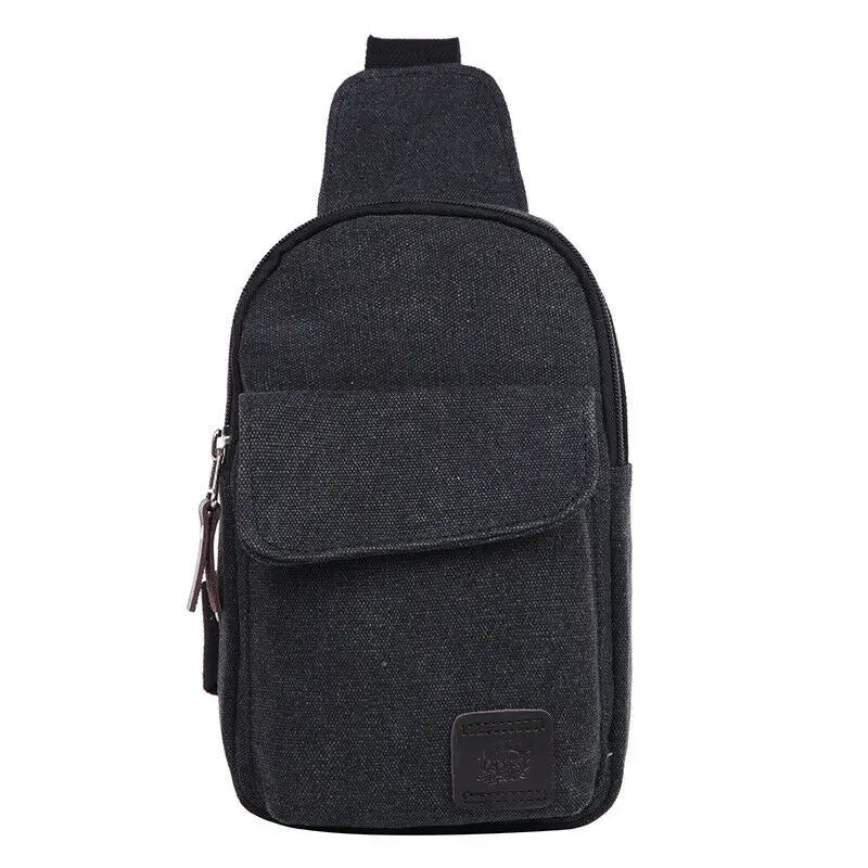 Canvas Men's Streetwear Sling Bag Solid Shoulder Messenger Bag