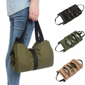 Canvas Roll Up Tools Pouch Wrench Organizer Car Back Seat Storage Bags
