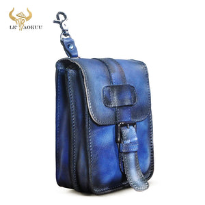 Cow Leather Waist Belt Pack Bag Phone Cigarette Pouch Case For Men 016