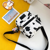Cow Print Canvas Crossbody Bag Women's Shoulder Bag Mobile Phone Purse