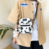Cow Print Canvas Crossbody Bag Women's Shoulder Bag Mobile Phone Purse