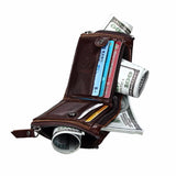 Hot Crazy Horse Real leather men wallets Vintage leather wallet for men cowboy w