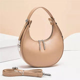 Round Bag Women's Portable Crescent Bag Ladies One-shoulder Armpit Bag