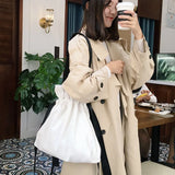 Casual Shoulder Bag Canvas Lady's Bag Large Drawstring Foldable Shopping Bag