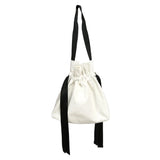 Casual Shoulder Bag Canvas Lady's Bag Large Drawstring Foldable Shopping Bag