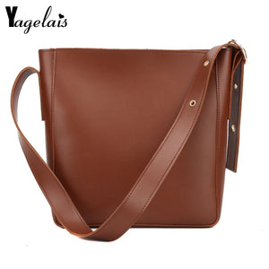 Hot PU Leather Women's Bucket Bag Large Capacity Retro Crossbody Bag