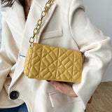 Plaid PU Leather Shoulder Bag with Acrylic Chain - Women's Underarm Handbag
