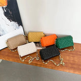 Plaid PU Leather Shoulder Bag with Acrylic Chain - Women's Underarm Handbag