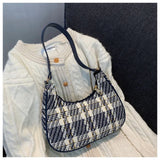Plaid Crescent Underarm Handbag