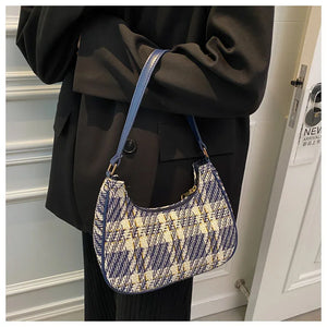 Plaid Crescent Underarm Handbag