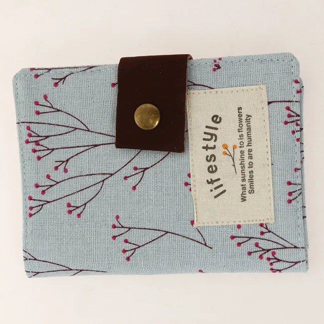 Floral Passport Cover Canvas Holder Travel Case