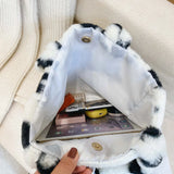 Vintage Flower Plush Shoulder Bag Women Large Capacity Messenger Bag