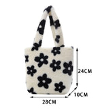 Vintage Flower Plush Shoulder Bag Women Large Capacity Messenger Bag