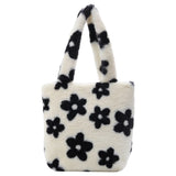 Vintage Flower Plush Shoulder Bag Women Large Capacity Messenger Bag