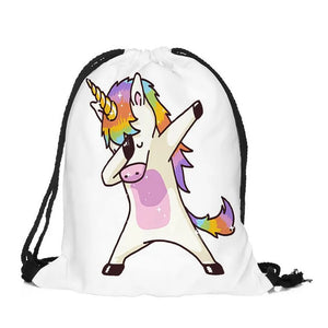 Funny Unicorn 3D Drawstring Backpack