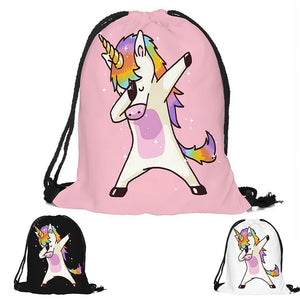 Funny Unicorn 3D Drawstring Backpack