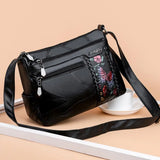 Flower Printed Shoulder Handbag PU Leather Messenger Bags Women