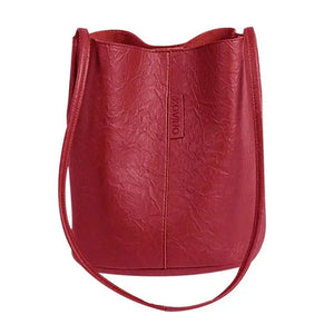 Women's PU Leather Bucket Crossbody Bag for Hiking