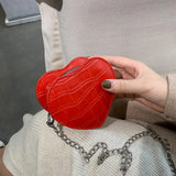 Women PU Leather Chain Crossbody Bag Love Heart Shoulder Messenge