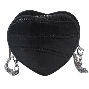 Women PU Leather Chain Crossbody Bag Heart Shoulder Messenger Handbag