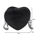 Women PU Leather Chain Crossbody Bag Love Heart Shoulder Messenge