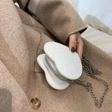 Women PU Leather Chain Crossbody Bag Love Heart Shoulder Messenge