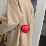 Women PU Leather Chain Crossbody Bag Love Heart Shoulder Messenge