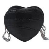 Women PU Leather Chain Crossbody Bag Heart Shoulder Messenger Handbag