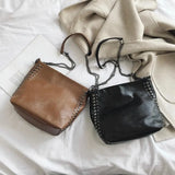 Hot Handbags Solid Ladies Shoulder Messenger Bags Rivet Leather Crossbody Bag