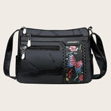 Flower Print Crossbody Bag Women Leather Shoulder Messenger Bag