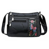 Flower Print Crossbody Bag Women Leather Shoulder Messenger Bag