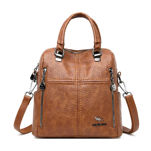 Leather Backpack Women Shoulder Bags Multifunction Travel Backpack School Bags