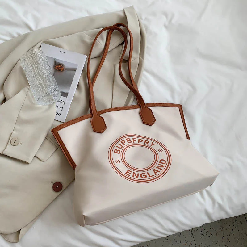 Women's Large Canvas Shoulder Bag High Capacity Wild Ladies Shoulder Bag