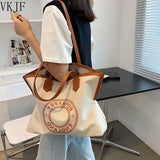 Women's Large Canvas Shoulder Bag High Capacity Wild Ladies Shoulder Bag