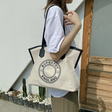 Women's Large Canvas Shoulder Bag High Capacity Wild Ladies Shoulder Bag