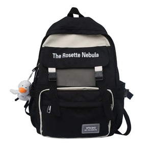 Waterproof Nylon Women Backpack Insert Buckle Girl's Schoolbag