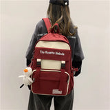 Waterproof Nylon Women Backpack Insert Buckle Girl's Schoolbag