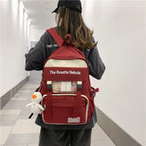 Waterproof Nylon Women Backpack Insert Buckle Girl's Schoolbag