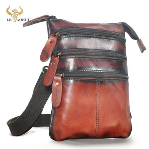 Retro Leather Waist Belt Bag Chest Pack Sling Bag Male 8712