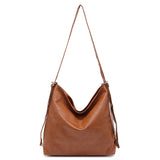 Hot Oil Wax Leather Soft Brown Handbag for Women