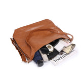 Hot Oil Wax Leather Soft Brown Handbag for Women