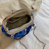 Pleated Leather Shoulder Bag Crossbody Purse Satchel