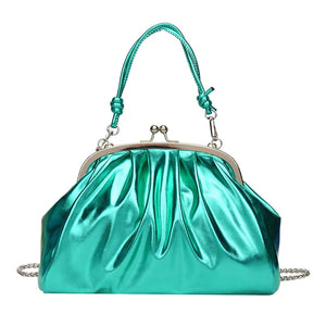 Pleated Leather Shoulder Bag Crossbody Purse Satchel