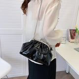 Pleated Leather Shoulder Bag Crossbody Purse Satchel